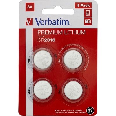 Verbatim LITHIUM BATTERY CR2016 3V 4 PACK (49531)