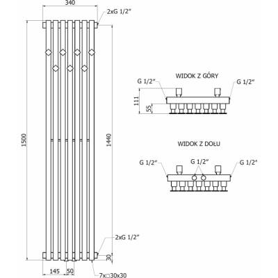 Mexen Flux W127-1500-360-00-66 1500 mm x 340 mm antracit