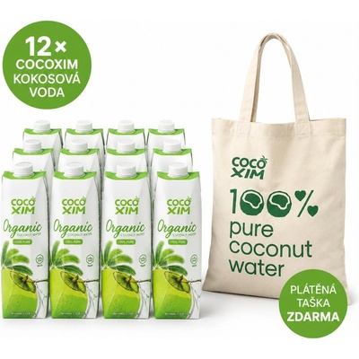 COCOXIM BIO kokosová voda organic 12 x 1000 ml + taška
