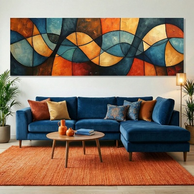 Obraz na plátně - Symbiotické rytmy FeelHappy.cz Velikost obrazu (šířka x výška): 120 x 40 cm