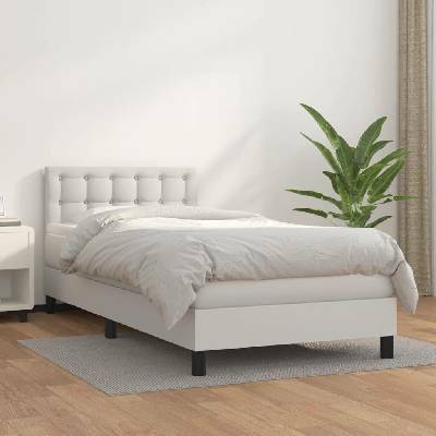 vidaXL 3141102 Boxspring postel s matrací umělá kůže / barva Bílá
