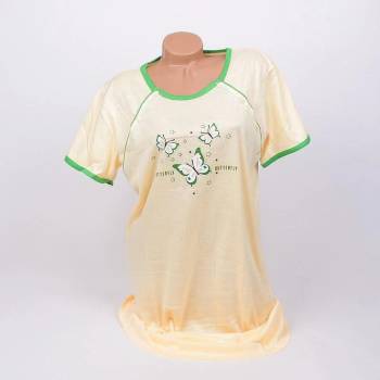 Image 1 of Нощница за кърмачки в бананово с пеперуди и зелен кант