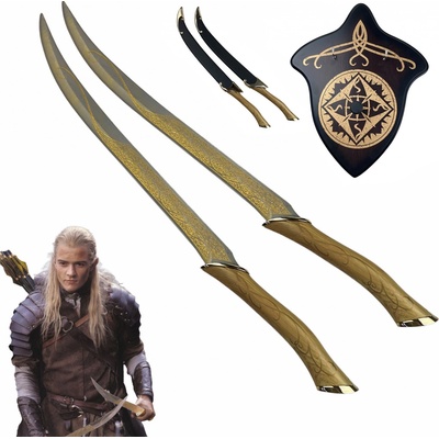 Jolly Replika dýk FIGHTING KNIVES OF LEGOLAS s plaketou i pochvou Pán Prstenů