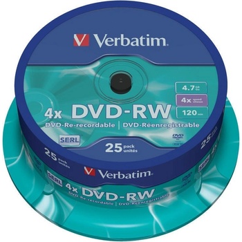Verbatim DVD-RW 4,7GB 4x, SERL, spindle, 25ks (43639)