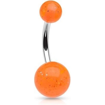 Šperky4U piercing do pupíku banánek se třpytkami BA01077-O