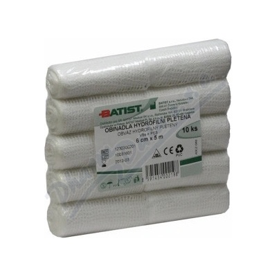 Batist ovínadlo hydrofilní pletené nesterilní 6 cm x 5 m/10 ks