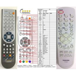 GENERAL TOSHIBA CT-844, 076N0GQ010 - съвместимо дистанционно управление на марката General (CT-844, 076N0GQ010) Дистанционно