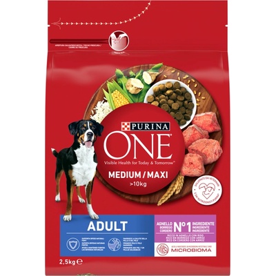 ONE Adult Medium/Maxi Храна за възрастни кучета, богата на агнешко месо с ориз 2, 5 кг