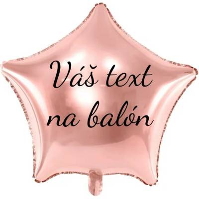 Personal PartyDeco Fóliový balón s textem Růžovozlatá hvězda 70 cm
