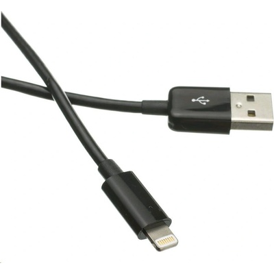Kábel C-TECH USB 2.0 Lightning (IP5 a vyšší) nabíjací a synchronizačný kábel, 2m, čierny