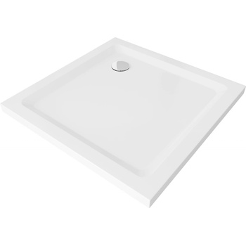 Mexen Flat Квадратен тънък душ корито 100 x 100 см, бял, хромиран сифон - 40101010 (40101010)