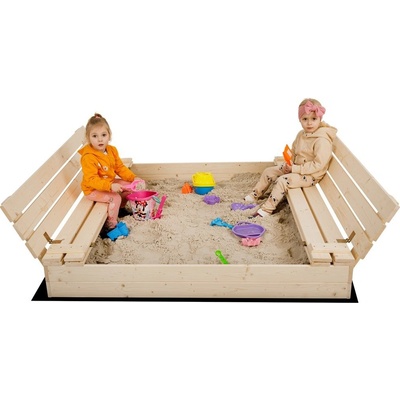 Sun Active Dřevěné pískoviště s lavičkami Sunny surové 140 cm