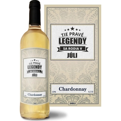 Sablio Tie pravé legendy sa rodia v júli Chardonnay biele suché víno 12 % 0,75 l (čistá fľaša)