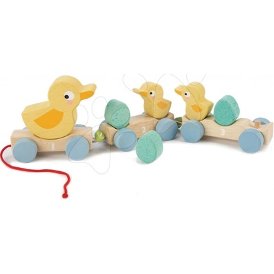 Tender Leaf Toys vláčik na ťahanie Pull Along Ducks s kačičkami a vajíčkami