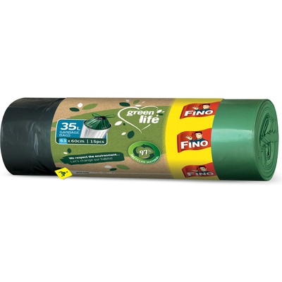 FINO Торби за отпадъци с връзки Fino - Green Life, 35 L, 15 броя, зелени (8571030957)