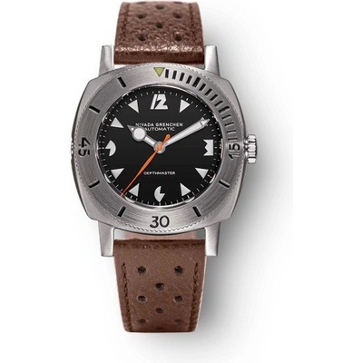 Nivada Grenchen Depthmaster Pacman White 14102A Brown Racing Strap