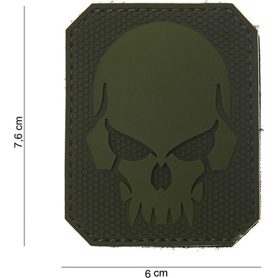 FOSCO - USA - V.O. Nášivka Lebka pirát - VELCRO, 3D PVC - Oliv