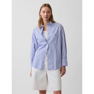 Gap Oversize popelínová košeľa s logom Big Shirt Modrá