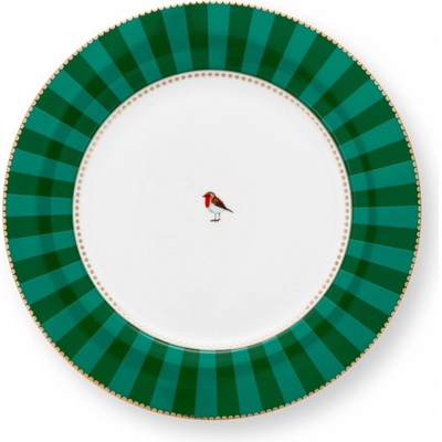 Pip Studio Love Birds Stripes talíř 26,5 cm zelený