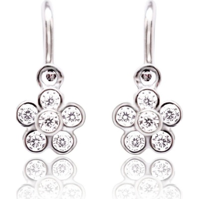 Duppi dětské náušnice s diamantmi z bieleho zlata kvetinky briliant zapínanie brizúra DU 35005D