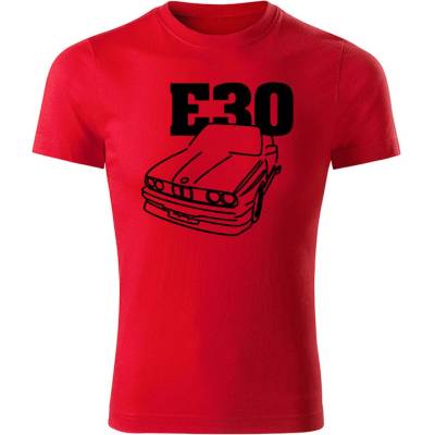 Tričko BMW e30 line pánske tričko červené čierne