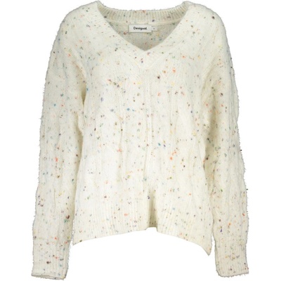Desigual Дамски пуловер desigual, Цвят Бял (23wwjf84_bi1001)