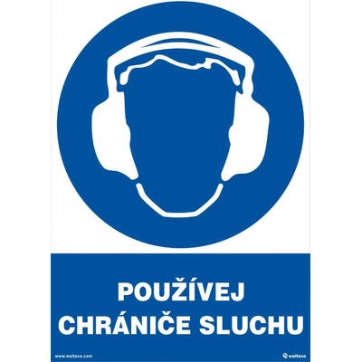 Walteco Používaj chrániče sluchu 210x297mm, formát A4, plastová tabuľka Množstvo: 1 ks , 20022