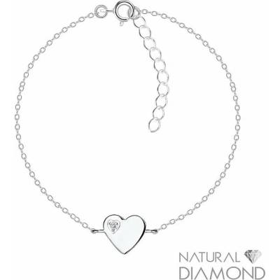 Nefertitis 22614 Stříbrný náramek Srdce s diamantem NF64648 - 18 cm, 1,2 g