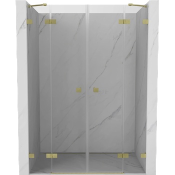 Mexen Lunar Двукрилни душ врати 150 см, прозрачни, златисто матови - 834D-150-000-55-00 (834D-150-000-55-00)