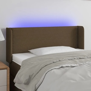 vidaXL LED горна табла за легло, тъмнокафява, 103x16x78/88 см, плат (3123089)