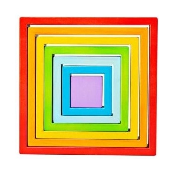 Bigjigs Toys - Дървена играчка за сортиране - Квадрати (BB301)