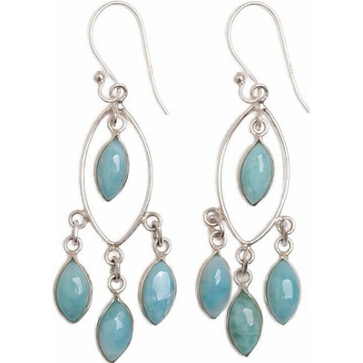 Nefertitis Larimar náušnice stříbro Ag 925 E374 NF62781 4 cm, 5,2 g