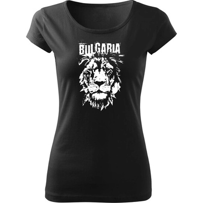 DRAGOWA дамска тениска с къс ръкав български лъв, черна (36655)