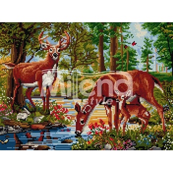 Image 1 of Milena Style Гоблен с щампа Елени край потока без конци