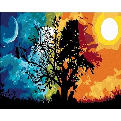 zuty Malování podle čísel Strom noc a den 100 x 80 cm bez rámu a bez vypnutí plátna