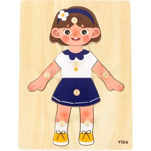 Viga Toys Дървен пъзел Viga - Частите на човешкото тяло, момиче (44668) - baby