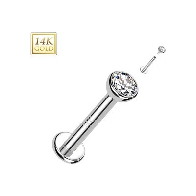 Šperky4U zlatý piercing do brady labreta zirkon ZL01244-1206-WG