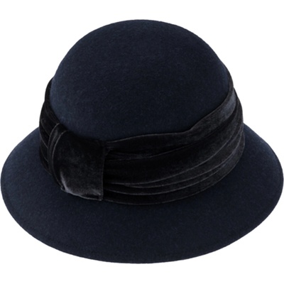 Fiebig klobouk cloche sametová stuha tmavě modrý