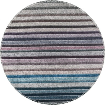 Vitaus Синьо-сив миещ се кръгъл килим ø 80 cm - Vitaus (KRN-S9550-Yuvarlak-80x80)