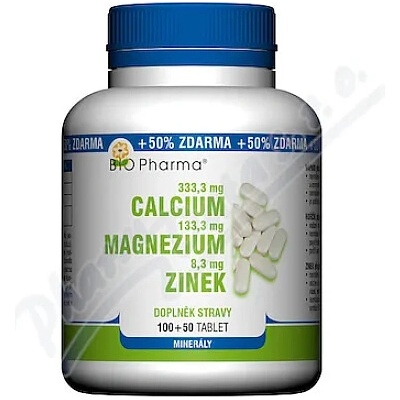 Calcium 333mg+Magnezium 133mg+Zinek 8mg 100+50 tabliet
