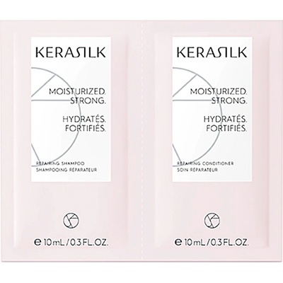 Kerasilk Essentials Repairing Shampoo and Conditioner - Šampon pro poškozené vlasy 10 ml + kondicionér 10 ml Cestovní balení