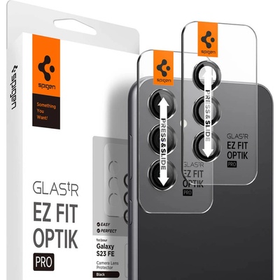 2 комплекта предпазни стъклени лещи за камерата на Samsung Galaxy S23 FE - Spigen Optik. tR EZ Fit Tempered Glass 2 Pack (черен) (AGL06987)