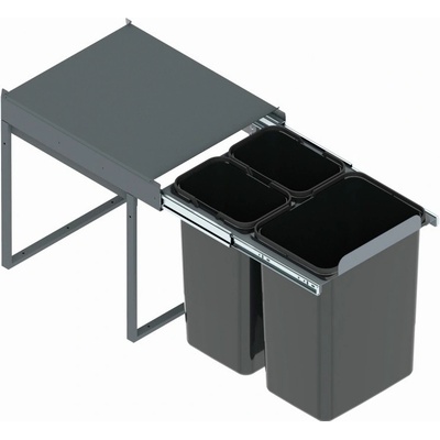 Rejs JC601F 40V 1 x 20 l + 2 x 9 l plnovýsuv soft s uchycením čela šedý