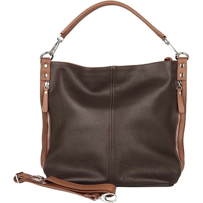 Kožená kabelka na rameno i crossbody 7733 tmavěhnědo-světlehnědá