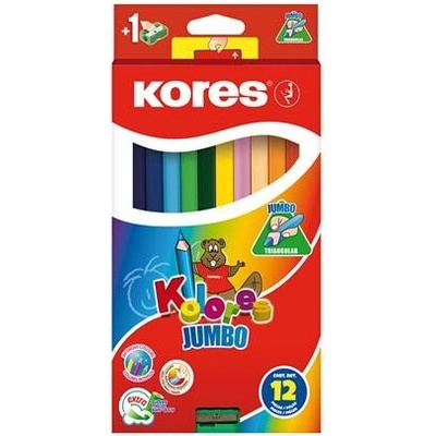 Kores Jumbo sada farebných trojhranných ceruziek hrubých 12 rôznych farieb 93512