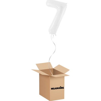 HeliumKing Balónový box Narodeninové číslo 7 biely 86 cm