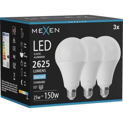Mexen Nova 3x LED крушка E27, A95, 25W, Студен - 6500K, 2625 lm - L100-E27-2565-01x03 (L100-E27-2565-01x03)