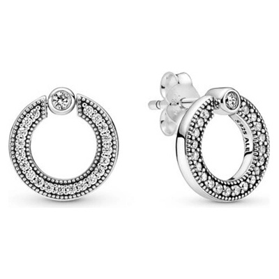 PANDORA Oboustranné náušnice Kroužek s pavé a logem 299486C01