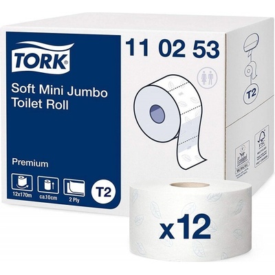 TORK Jumbo mini jemný biely T2 3-vrstvový 12 ks