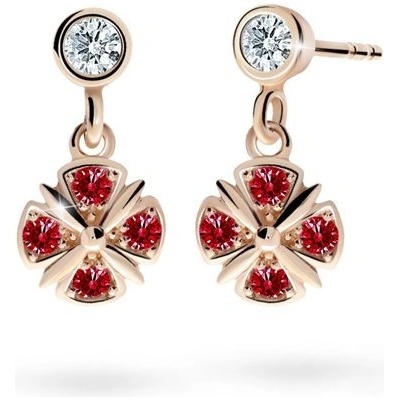 Danfil dětské náušnice C2245 z růžového zlata s kamínky Ruby Dark zapínání balónek